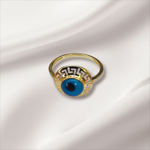 10K Real Gold Evil Eye Ring For Women, Girls