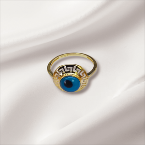 10K Real Gold Evil Eye Ring For Women, Girls