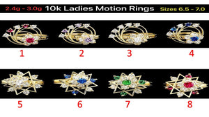 10k Real Gold Motion Rings CZ Ring