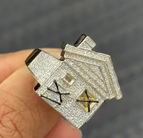 10K Real Gold Trap House Ring with Diamond 0.48 CT or 1.3 CT