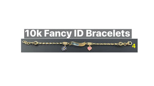 10K Real Gold Fancy ID Bracelet with CZ & Assorted Charms