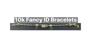 10K Real Gold Fancy ID Bracelet with CZ & Assorted Charms