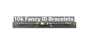 10K Real Gold Fancy ID Bracelet with CZ & Assorted Charms