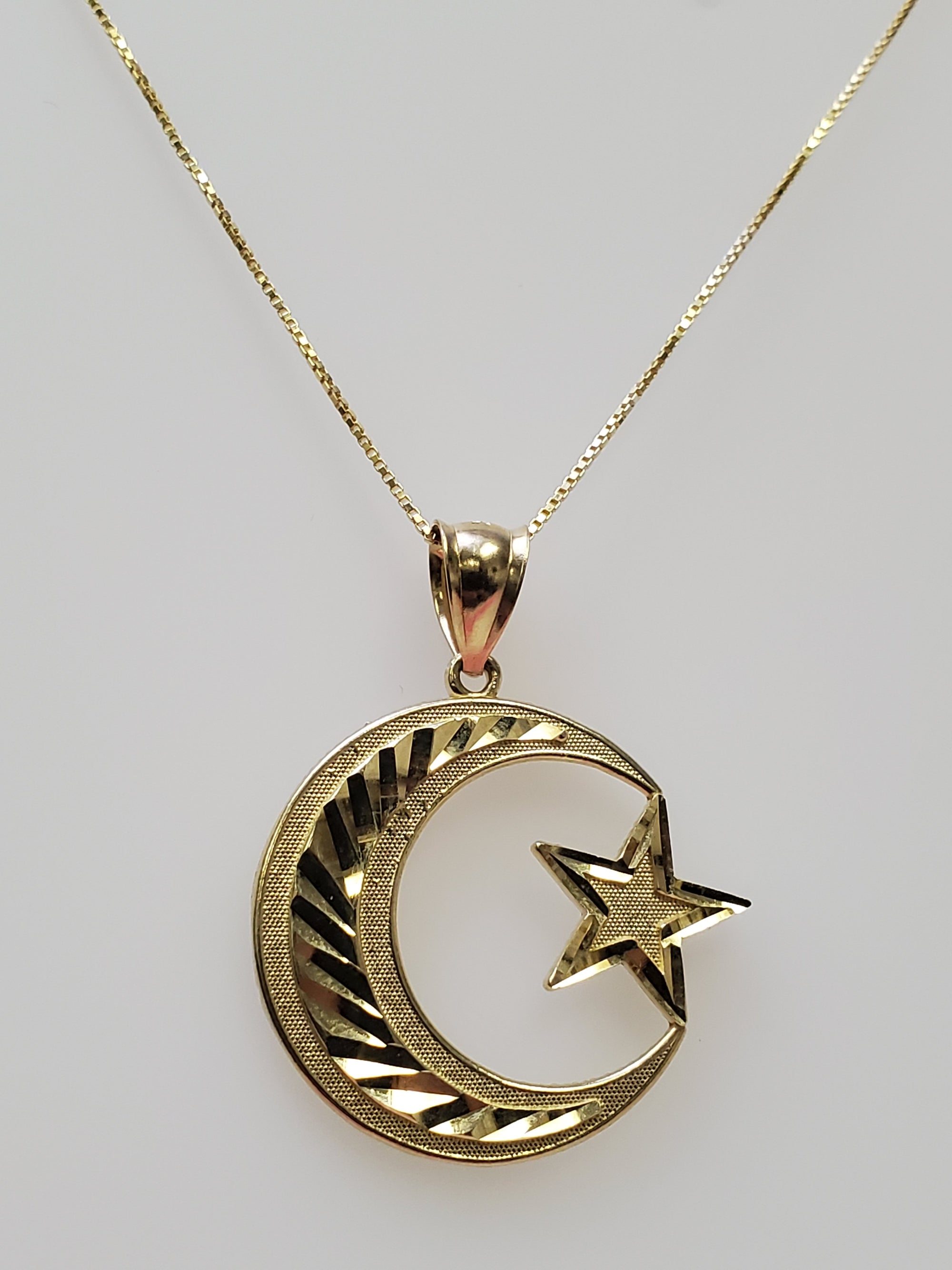 10K Gold Star Moon Charm