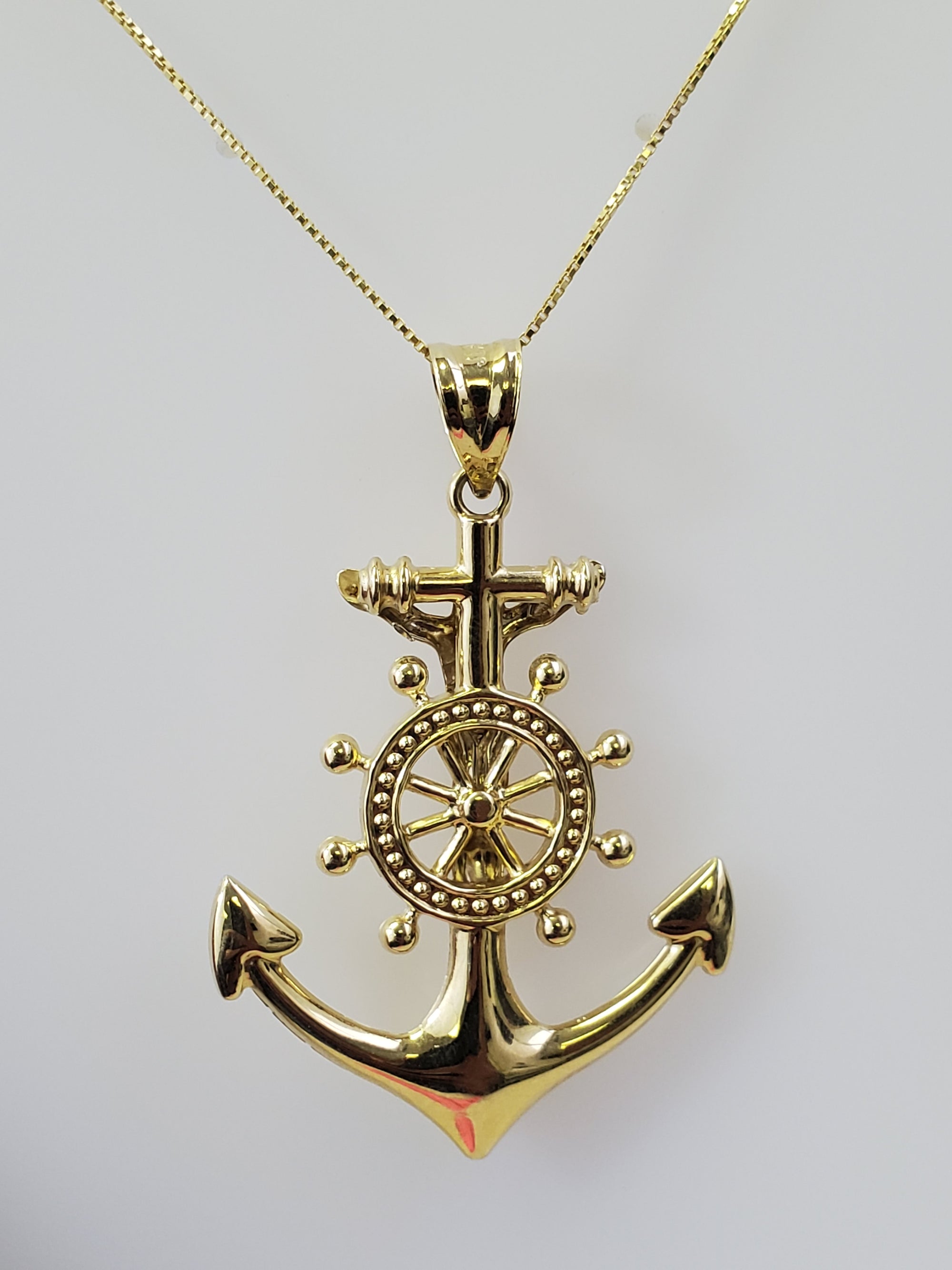 10K Two Tone Jesus Double Sided Anchor Charm