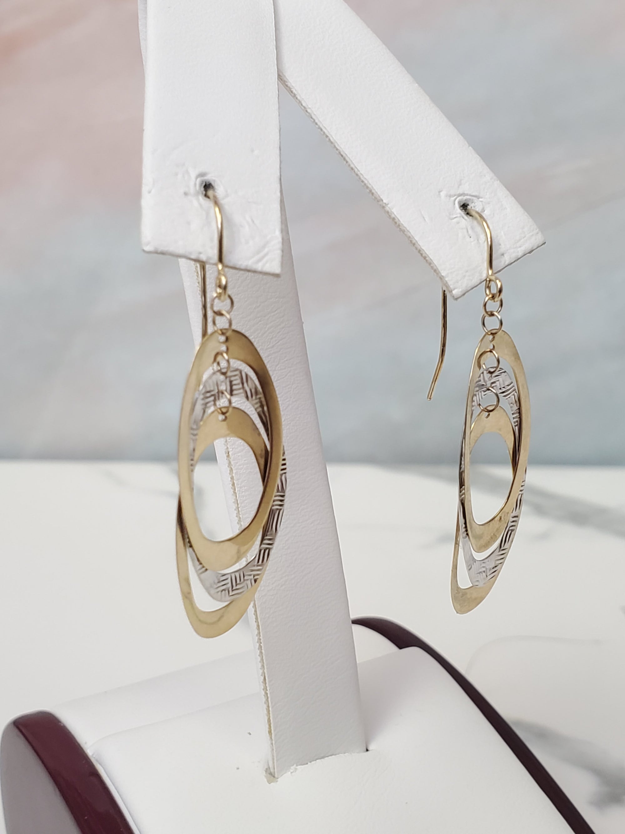 10K Two Tone Gold Bangle Earrings