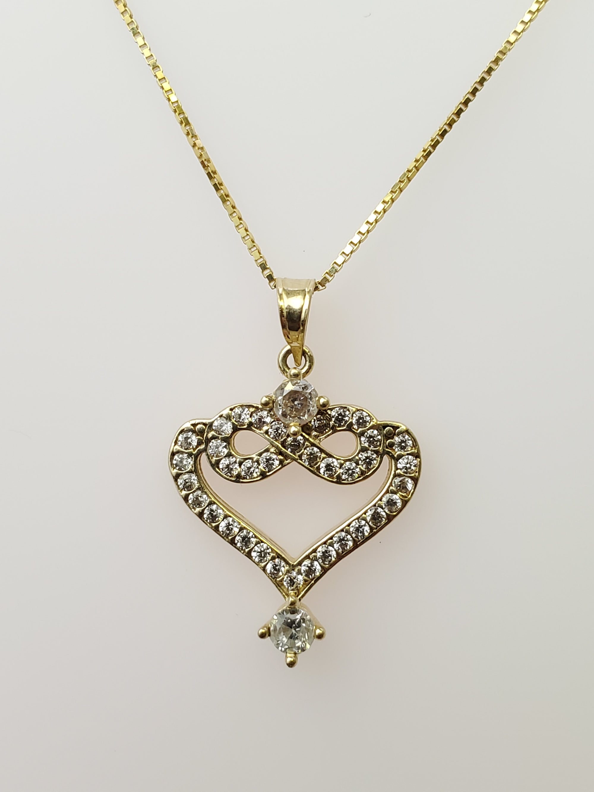 10K Gold CZ Heart Infiniti Charm