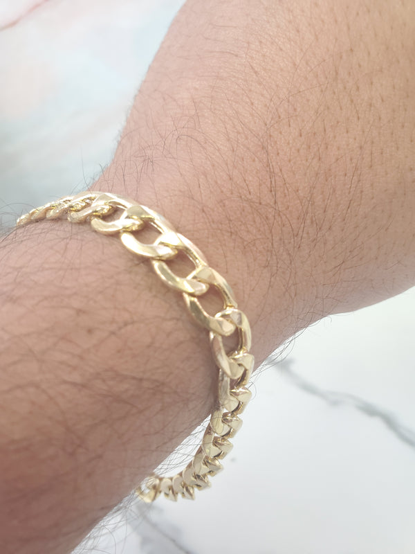 10k Yellow Gold Large Hollow Cuban Link Bracelet 2.5 Ctw CZ