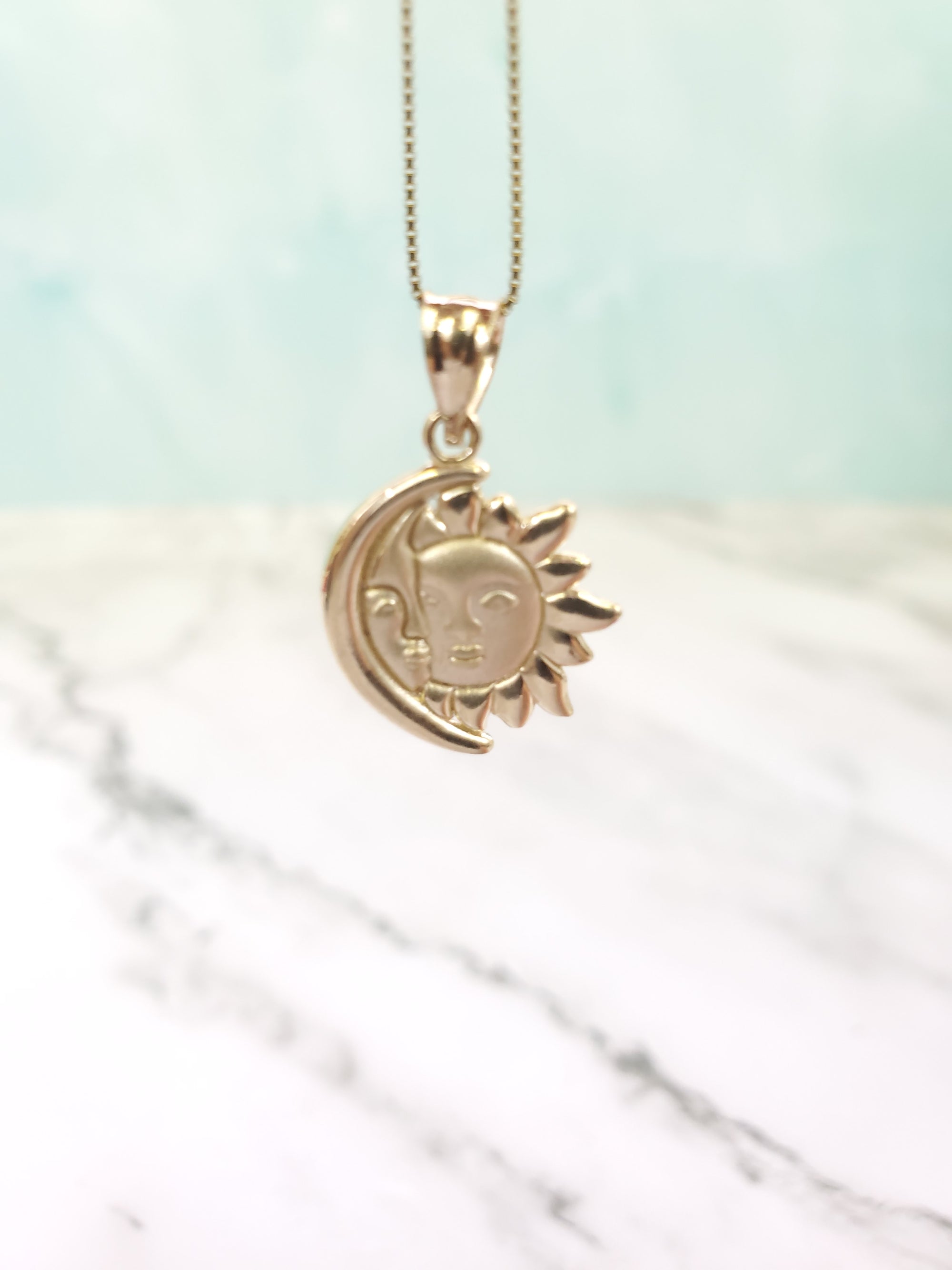 10K Gold Moon Sun Face Charm