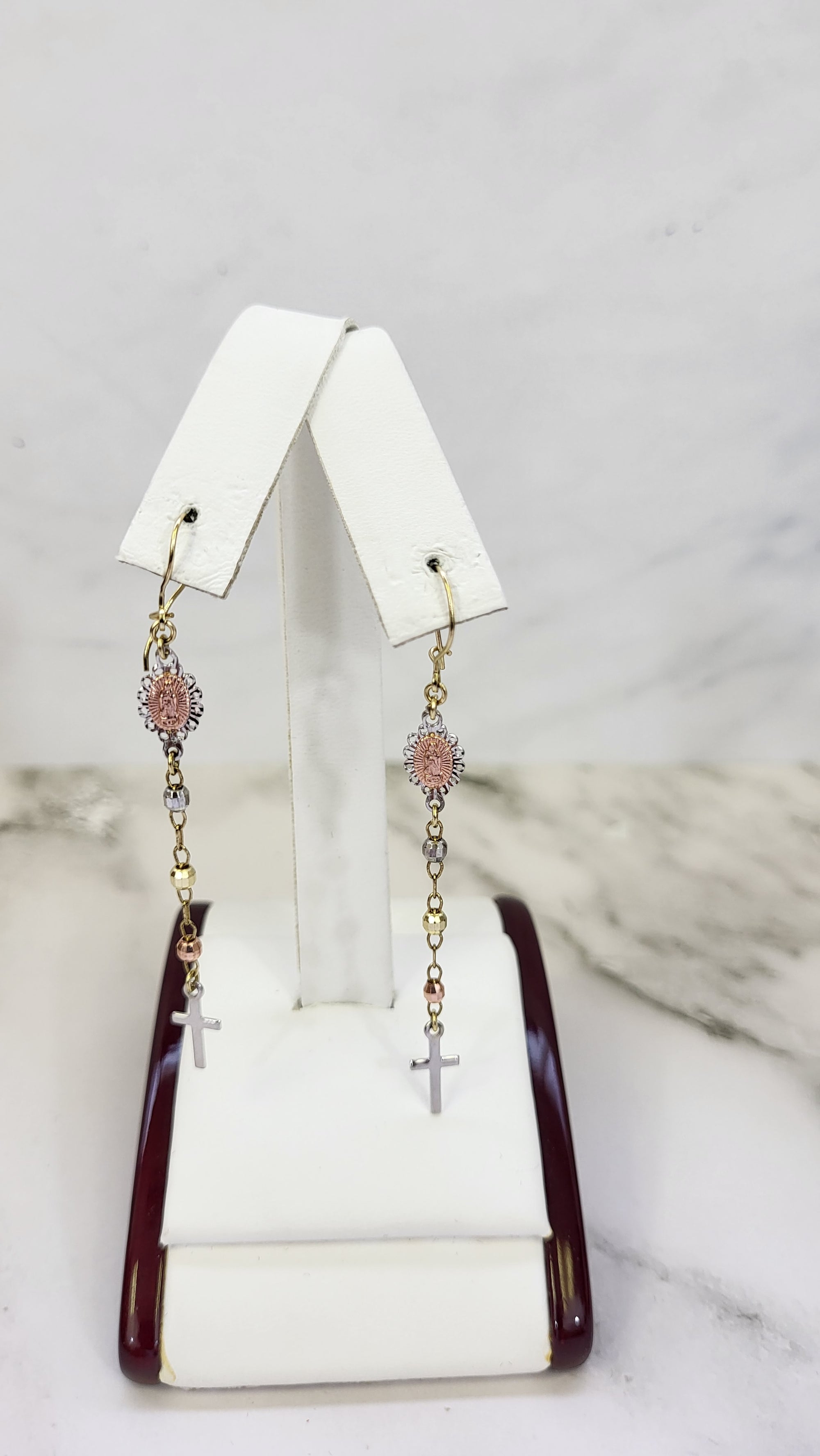 10K Gold Rosary Earrings