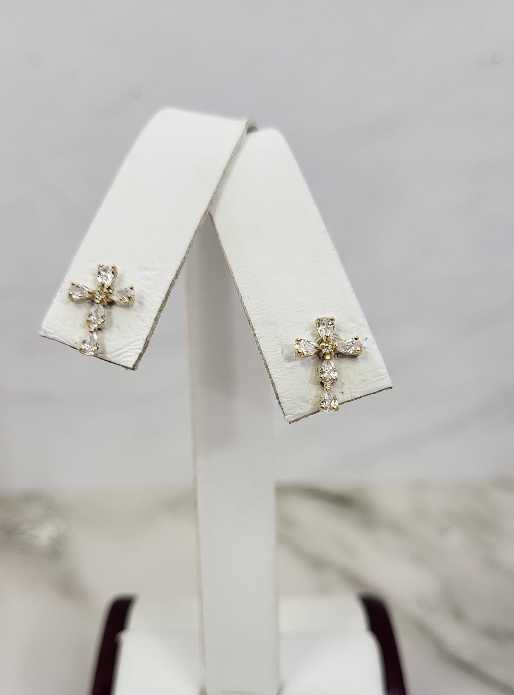 14K Gold Cross Earrings