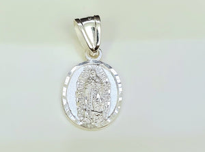 925 Sterling Silver Mother Mary Pendant Charm with Box Chain (Made in Italy)