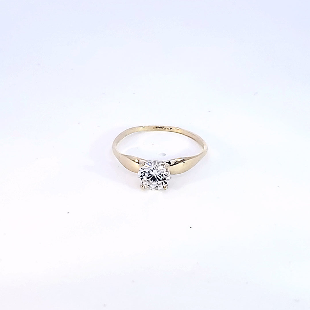 10K Solid Yellow Gold Solitaire Ring for womens