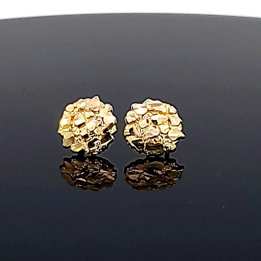 10K Solid Yellow Gold Nugget Cut Earrings for Girls womens