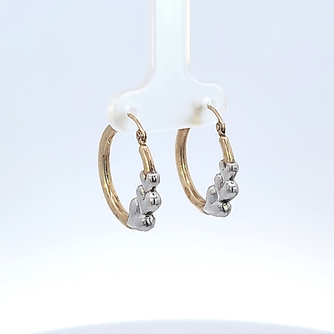 10K Solid Yellow Gold Heart Hoop Earrings for Girls womens