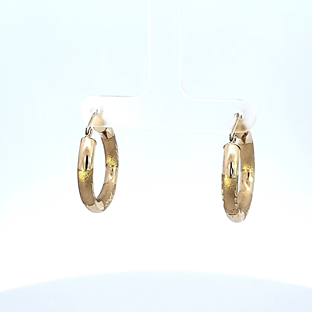 10K Solid Yellow Gold Hoop Earrings for Girls womens