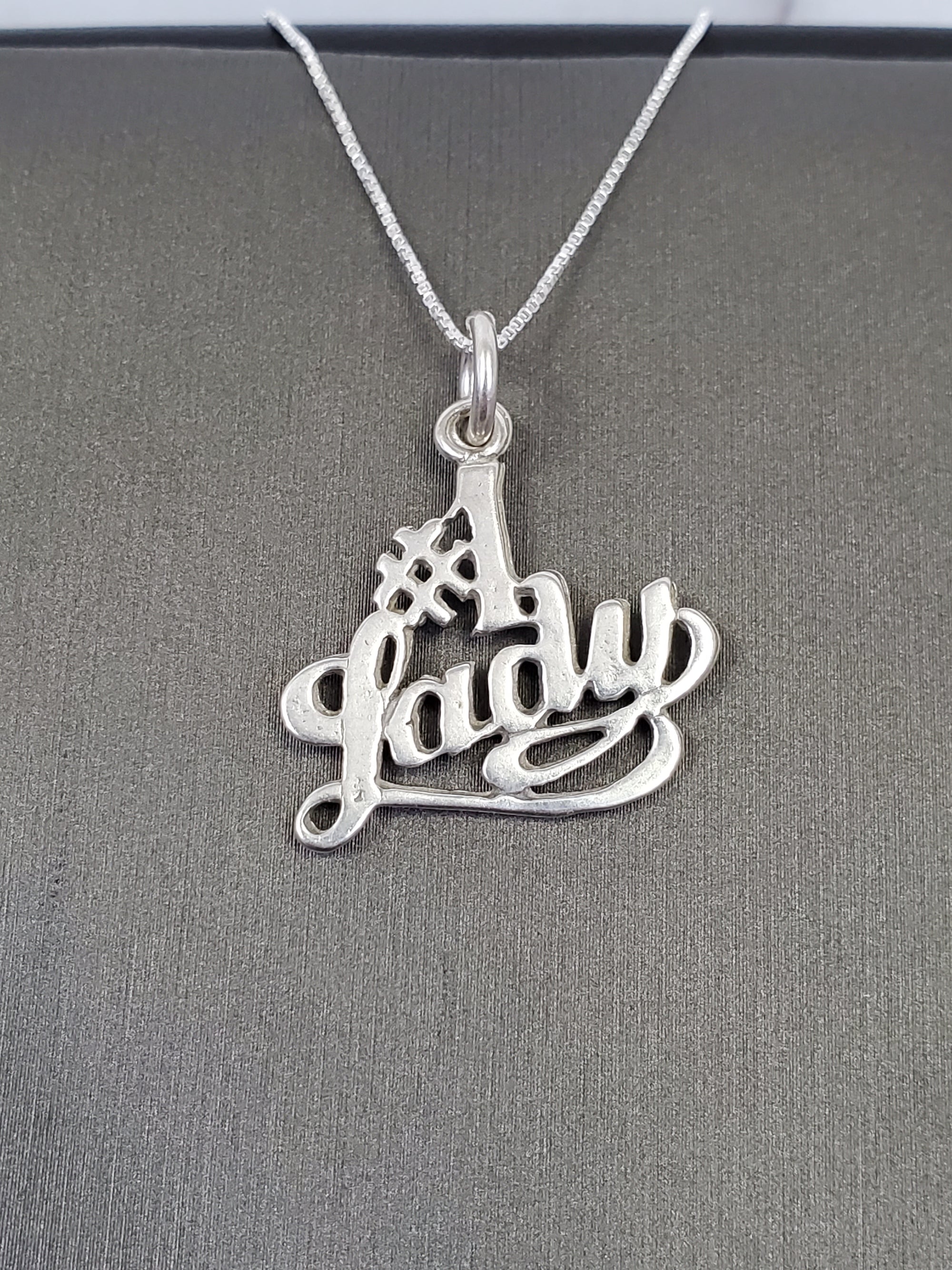 925 Sterling Silver 1 Lady Pendant Charm with Box Chain (Made in Italy)