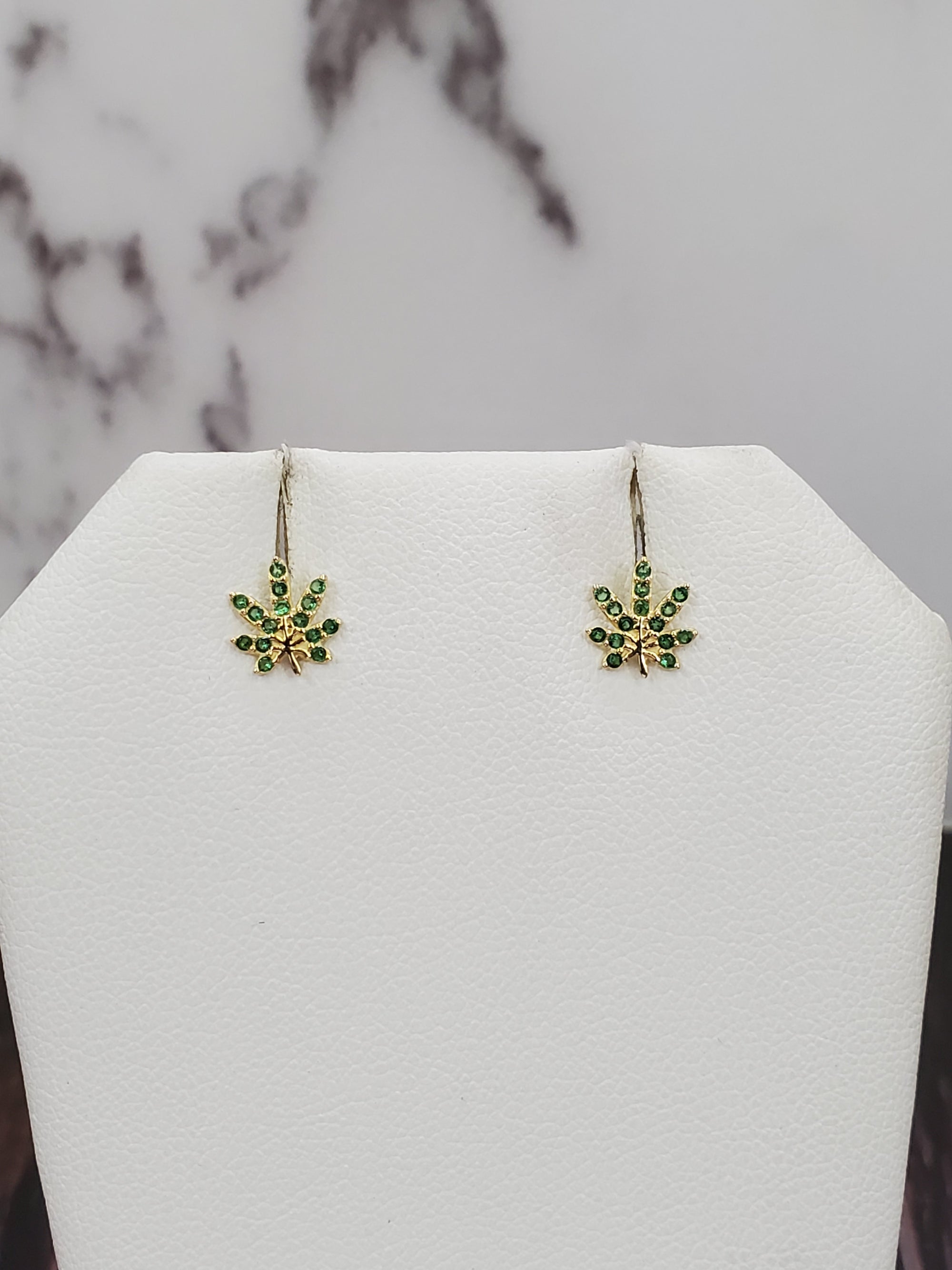 10K Solid Yellow Gold Tree Cz Earrings for Girls womens