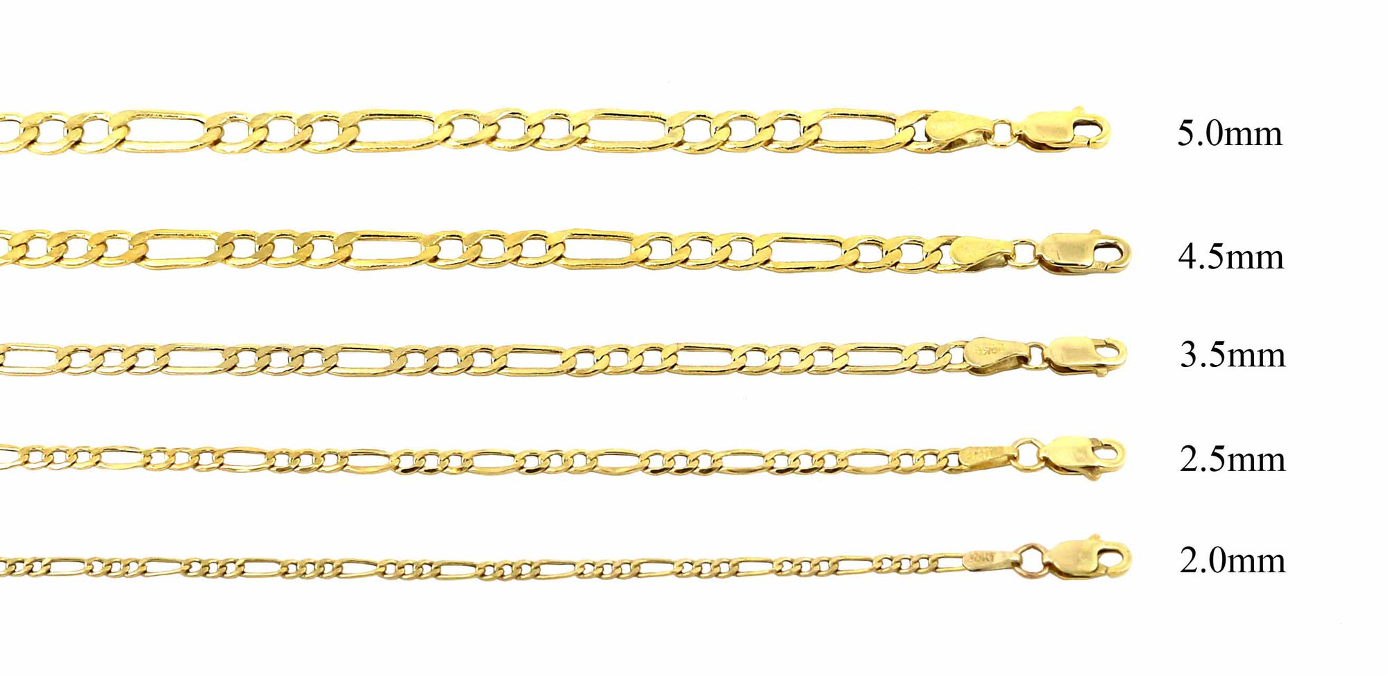 10K Gold Solid Figaro Chain