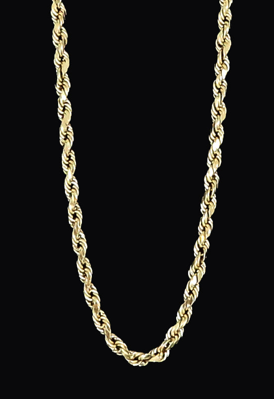 14K Gold Rope Chain Necklace 1.5mm 2mm 3.2mm 4mm 4.5mm Thick 14 16