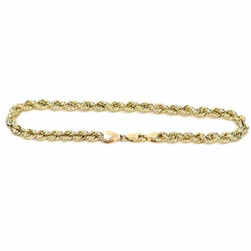 10K Yellow Gold 8½ Hollow Rope Chain Bracelet  JCPenney