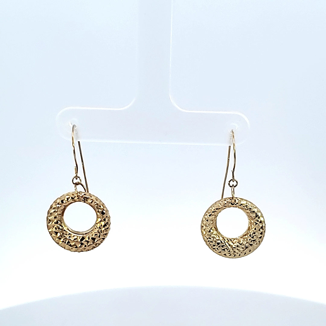 10K Solid Yellow Gold Fancy Hoop Earrings for Girls womens