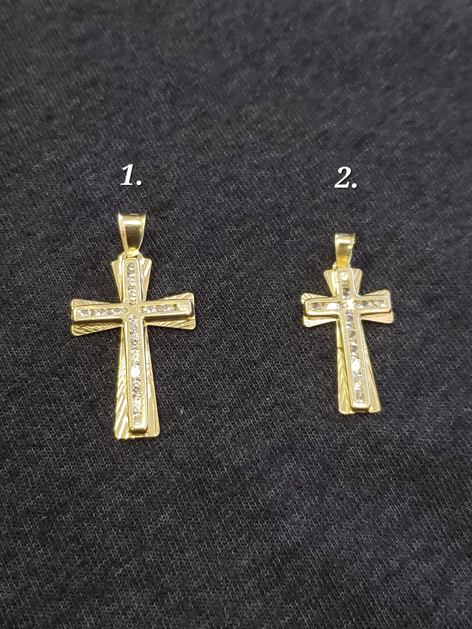 10K Solid Real Yellow Gold Cross Cz Pendant Charm with Box Chain