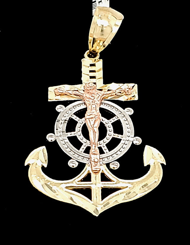 10K Yellow, White & Rose Gold Anchor Mother newest Virgin Mary Body Pendant Charm