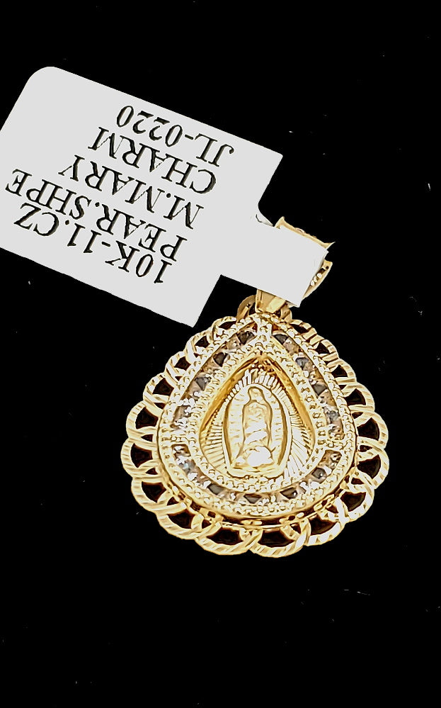 10K Real Yellow Gold Holy Virgin buy Mother Mary Frame Style Pendent Religious Charm