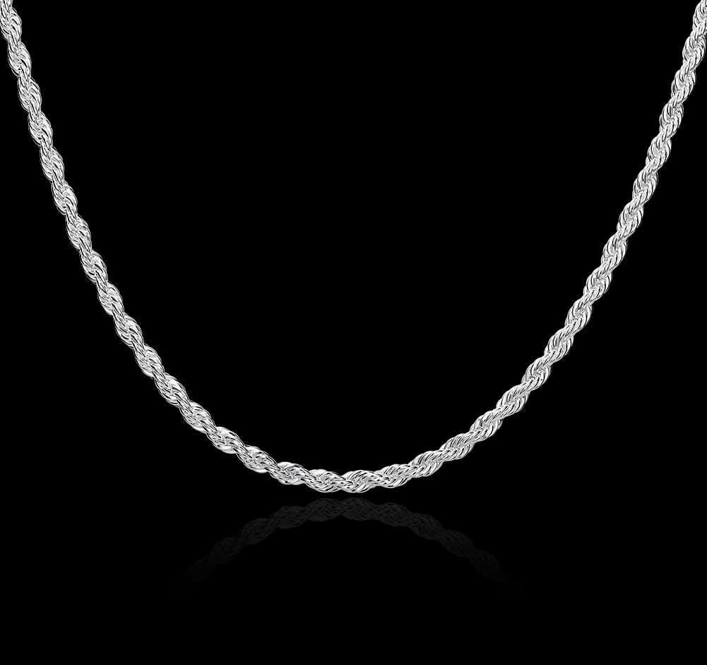 4mm 925 Silver Rope Chain Necklace Sterling Silver 16 18 20 22 24 26 2 –  Daniel Jeweler