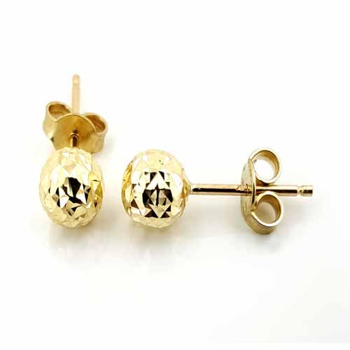 Women's 10k Yellow Gold Diamond Cut Ball Stud Earrings - Gold
